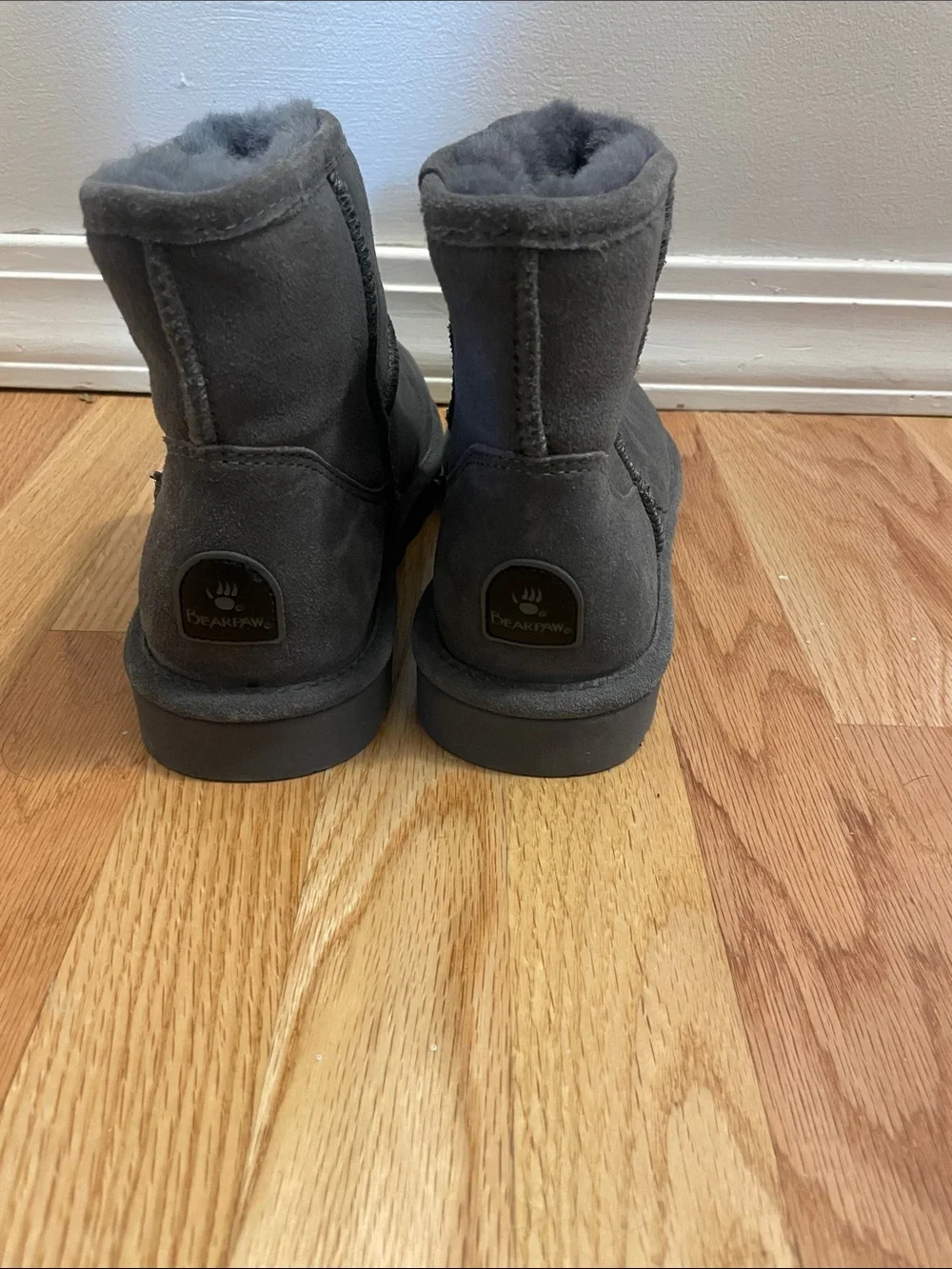 BearPaw Women's Short Shearling Ankle Boots - Gray